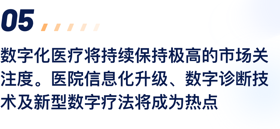 数字化医疗将一连坚持极高的市场关注度。。。。。。。医院信息化升级、数字诊断手艺及新型数字疗法将成为热门.png